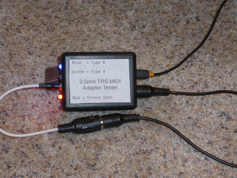 3.5mm MIDI TRS Adapter Tester assembled hardware